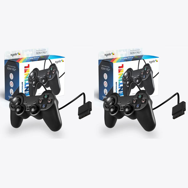 Pack of 2 Black Wired Controllers for Sony PlayStation 1 / 2