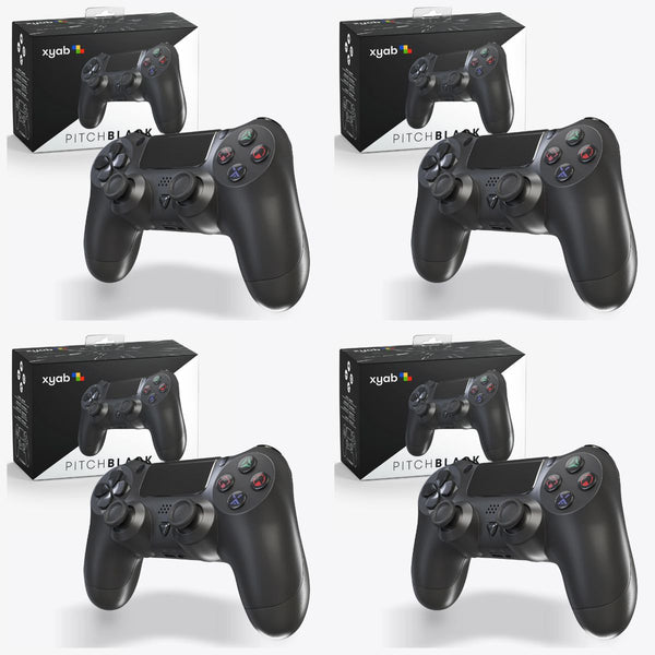 Pack of 4 Black Wireless Controllers for PlayStation 4