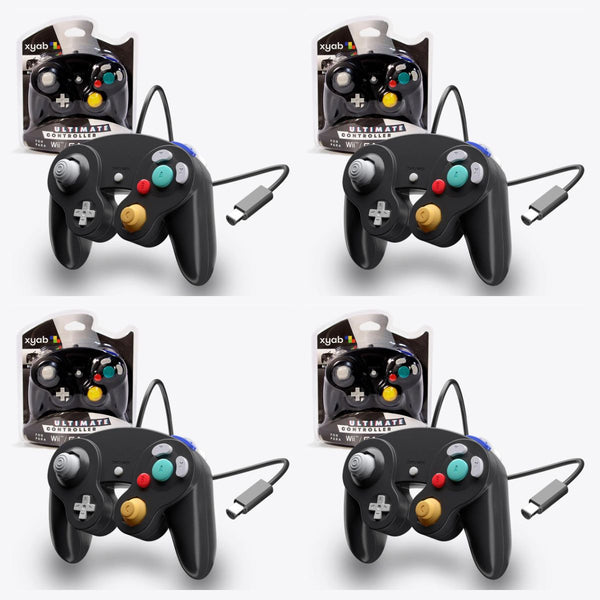 Pack of 4 Black Wired Controllers for Nintendo GameCube