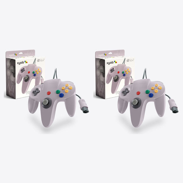 Pack of 2 Gray Wired Controllers for Nintendo 64