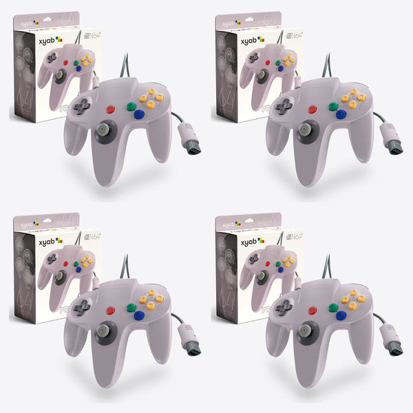 Pack of 4 Gray Wired Controllers for Nintendo 64