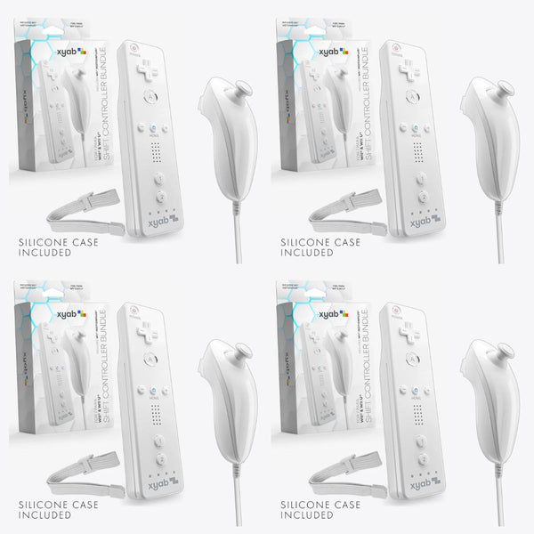 Lot of 4 Nintendo Wii White Motion Plus Remote + Nunchuk Bundles