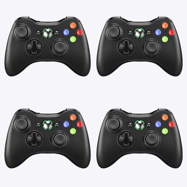 Pack of 4 Black Wireless Controllers for Xbox 360