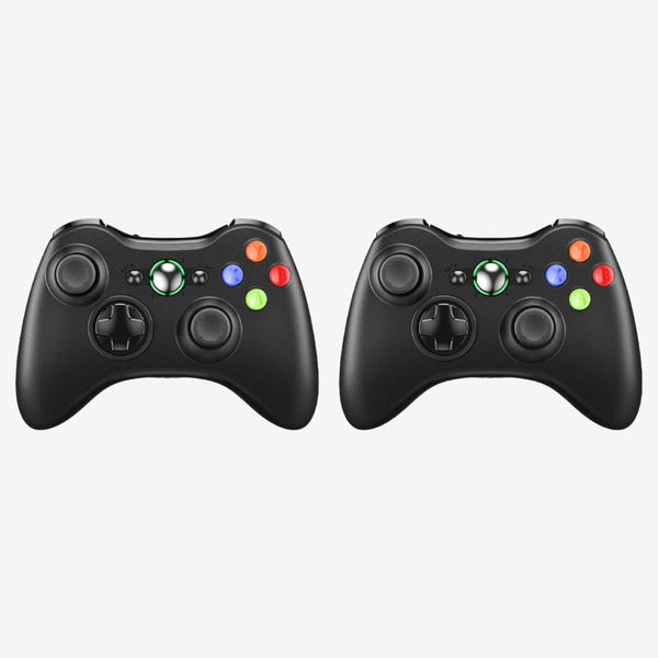 Pack of 2 Black Wireless Controllers for Microsoft Xbox 360